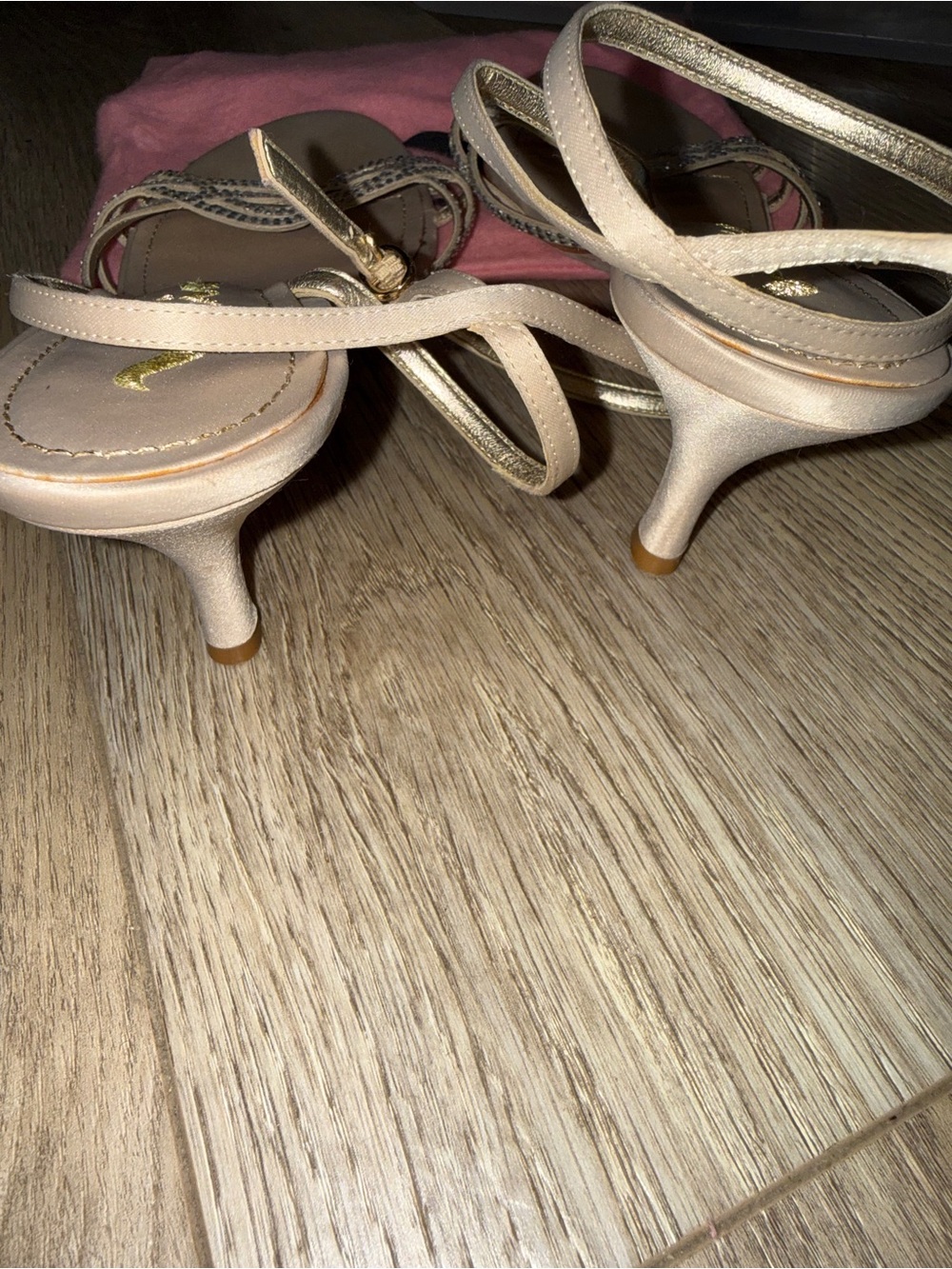 Nina Nude Pink Rhinestone Strappy Sandals - Picture 6 of 6
